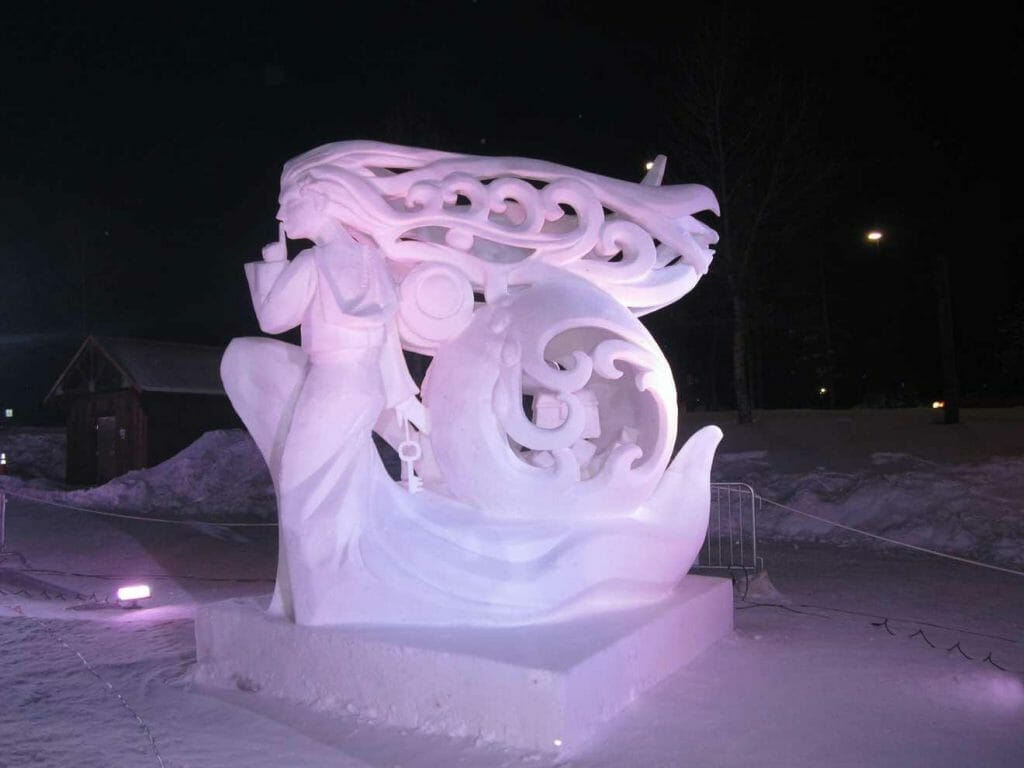 Illuminated snow sculpture