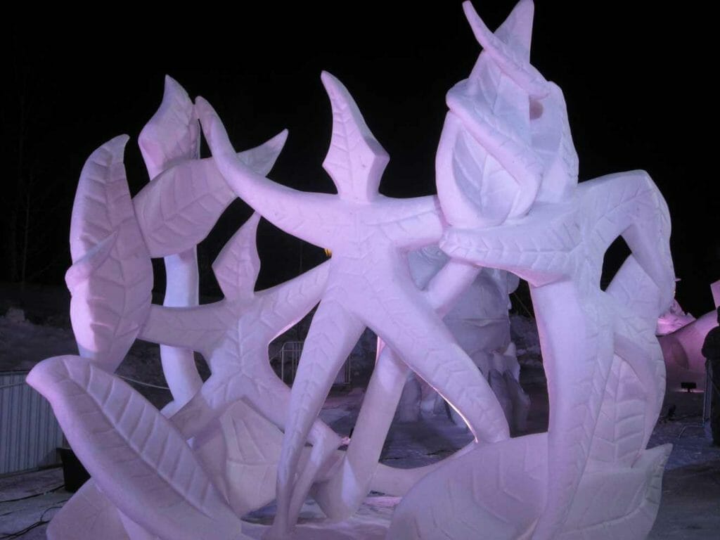 Illuminated snow sculpture
