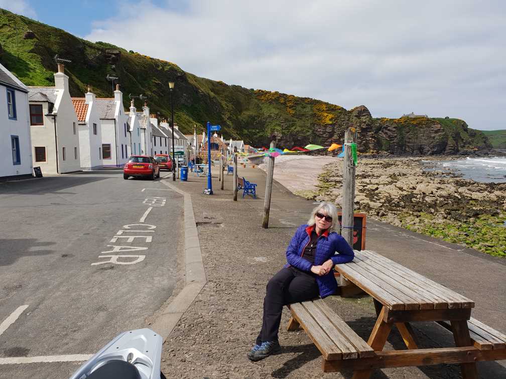 Sitting on a bench in Pennan