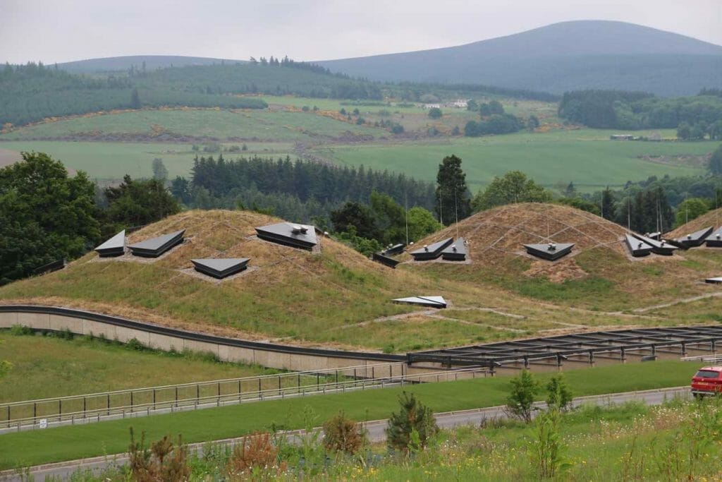 The living roof domes of the Macallan Whisky Distillery
