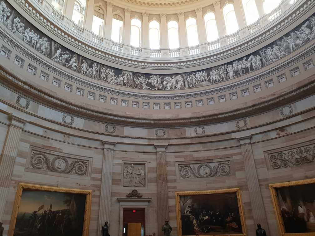 The frieze around the rotunda in The Capitol