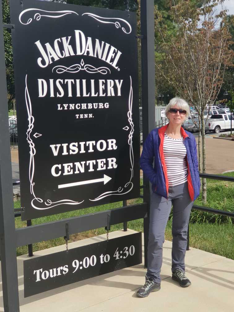 Standing outside Jack Daniel's whiskey distillery in K