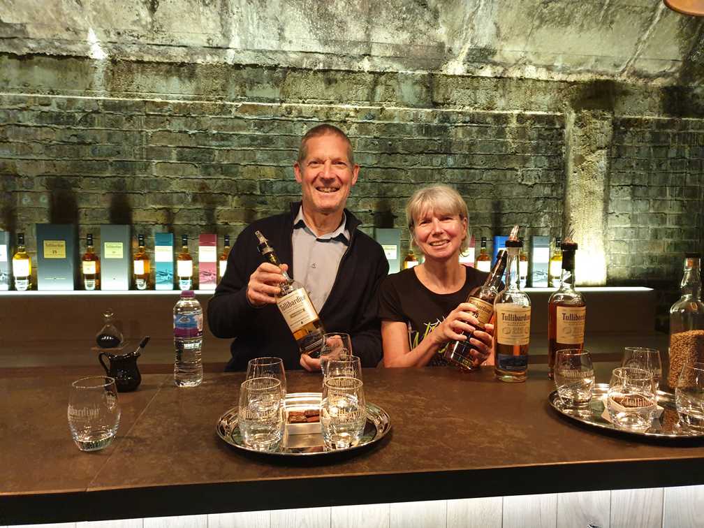 Jane and Peter in the tasting room at Tullibardine