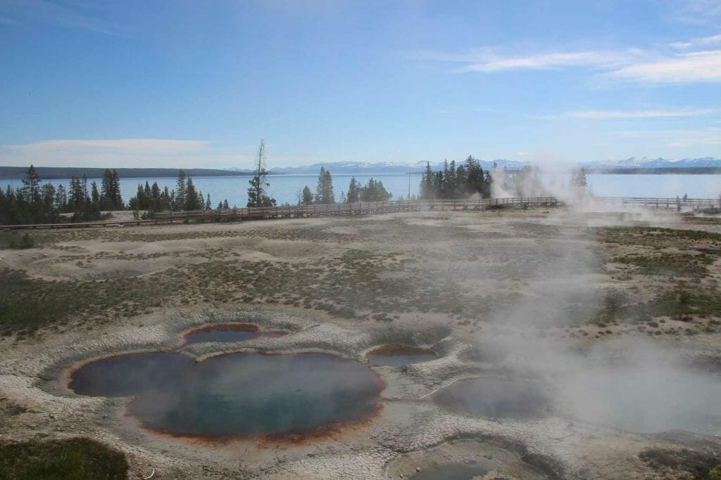 Mud pots and hot springs