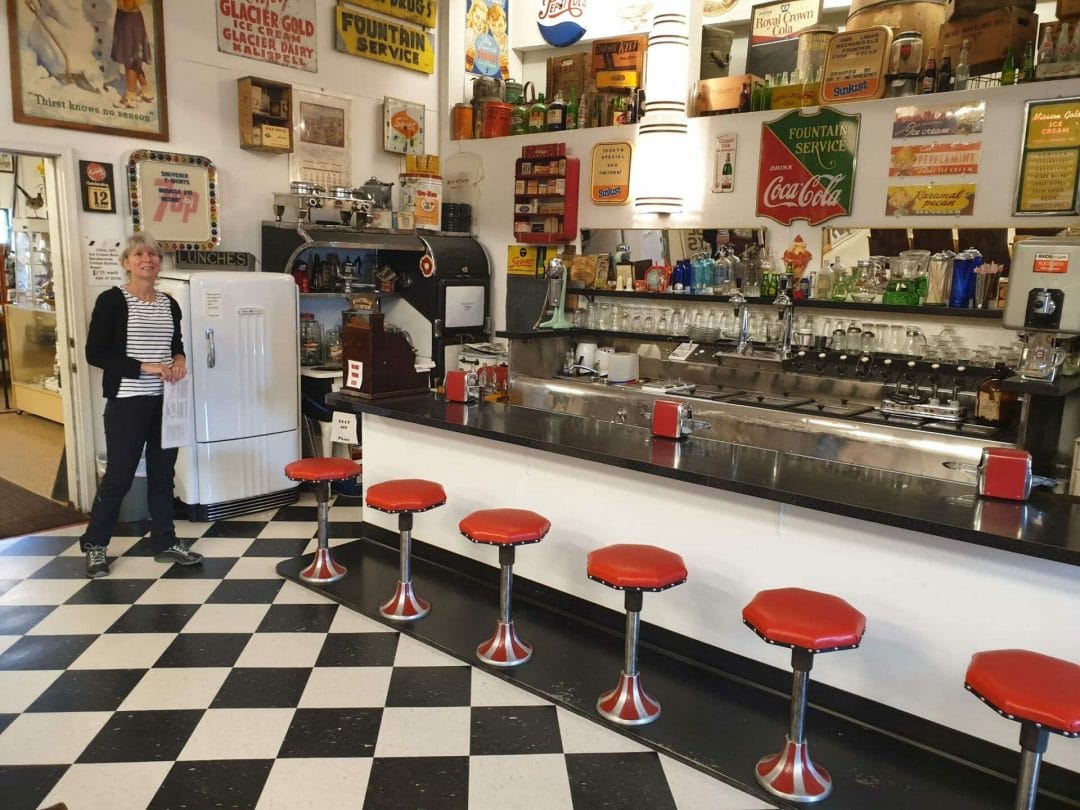 A 1950s style diner inside the Miracle of America Museum