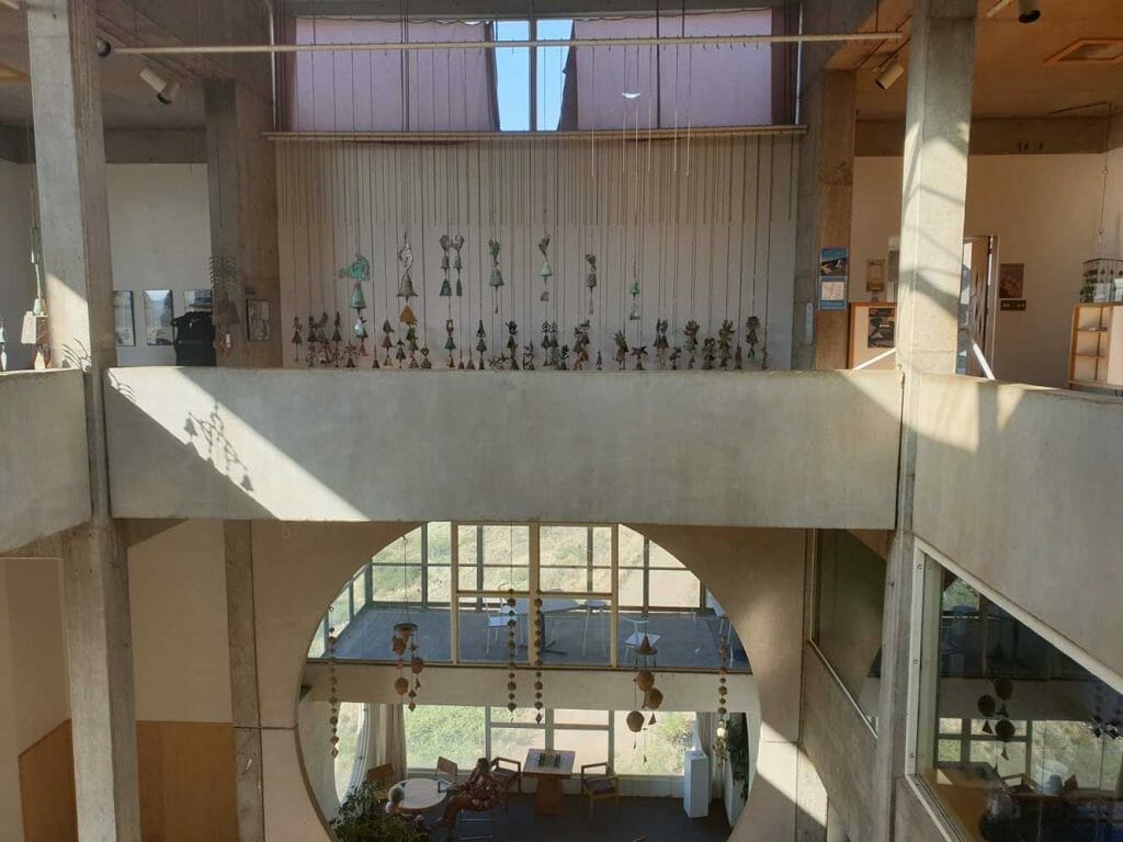 The visitor centre with the Arcosanti bells