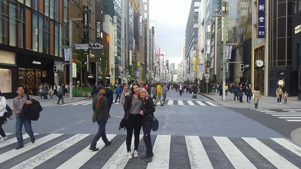 Standing on the road in Ginza