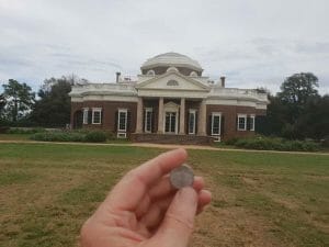 Monticello and its imprint on a dime coin