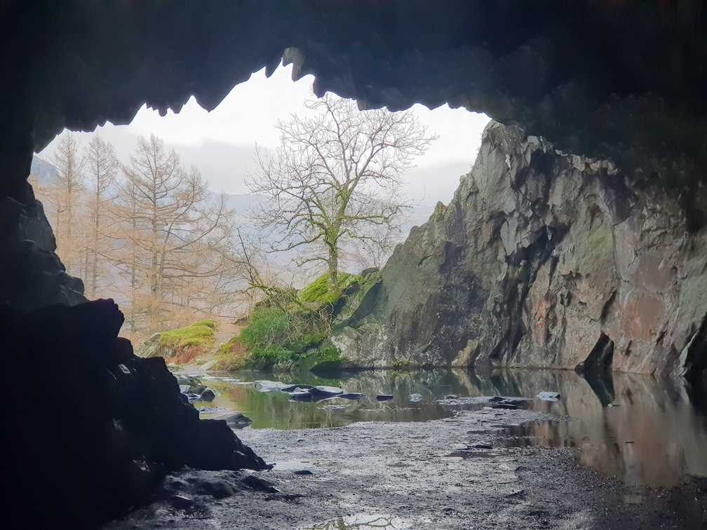 Looking out from the slate mine at Rydal