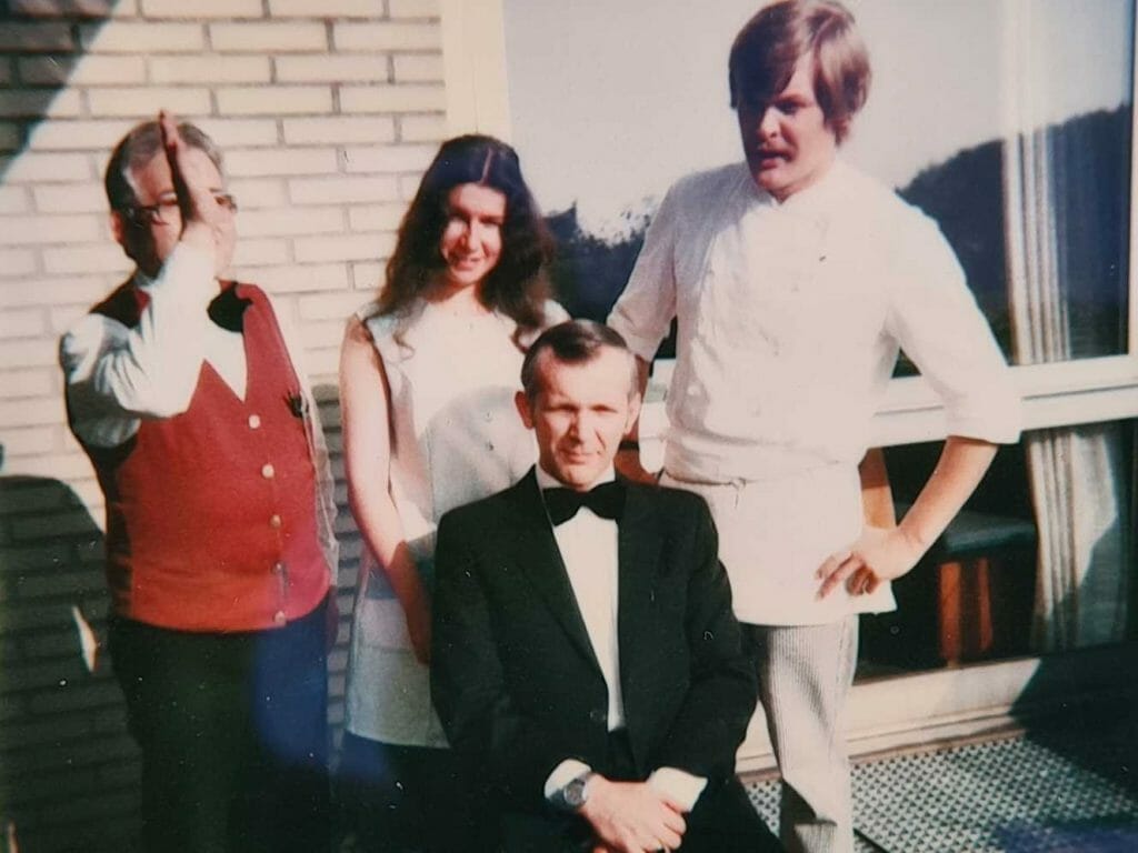 Me as a baby boomer with staff at the raststatte
