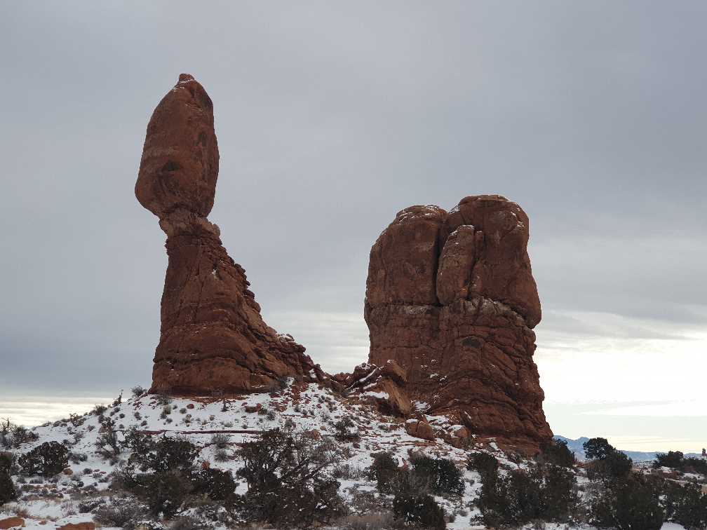 Balanced Rock as seen one day in Arches National Park