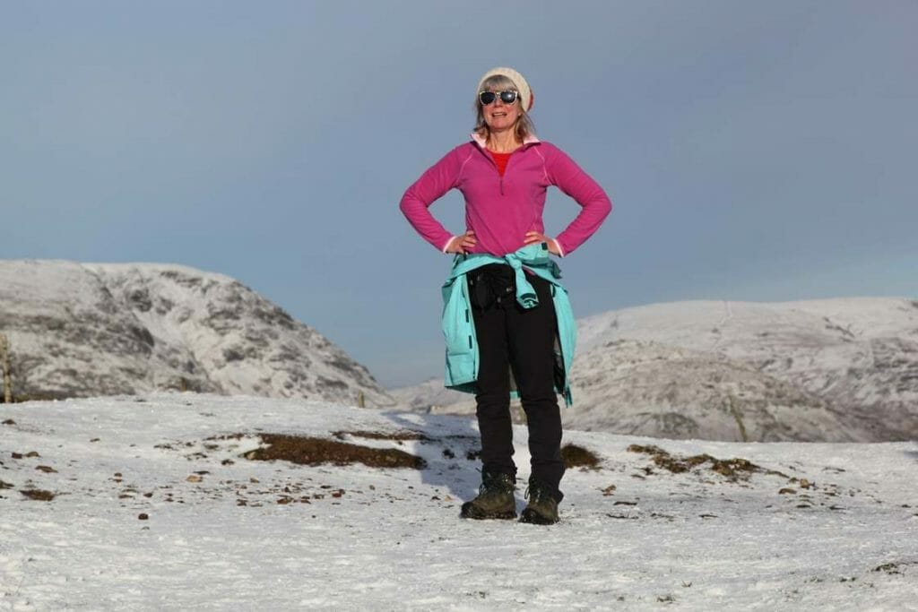 Jane at the summit of Wansfell Pike