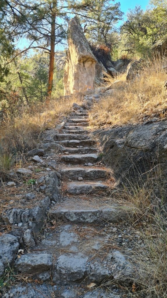 steps on trail to cliff dwellings