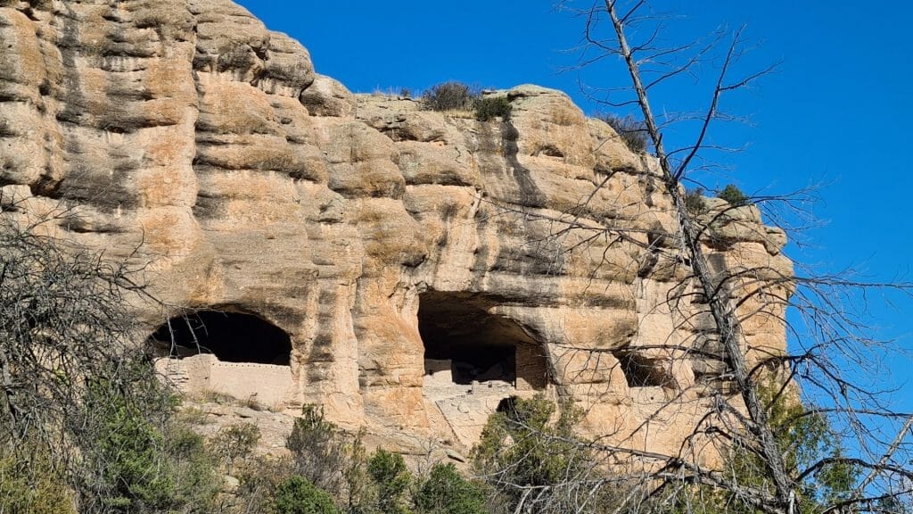 A closer view of the cliff dwellings