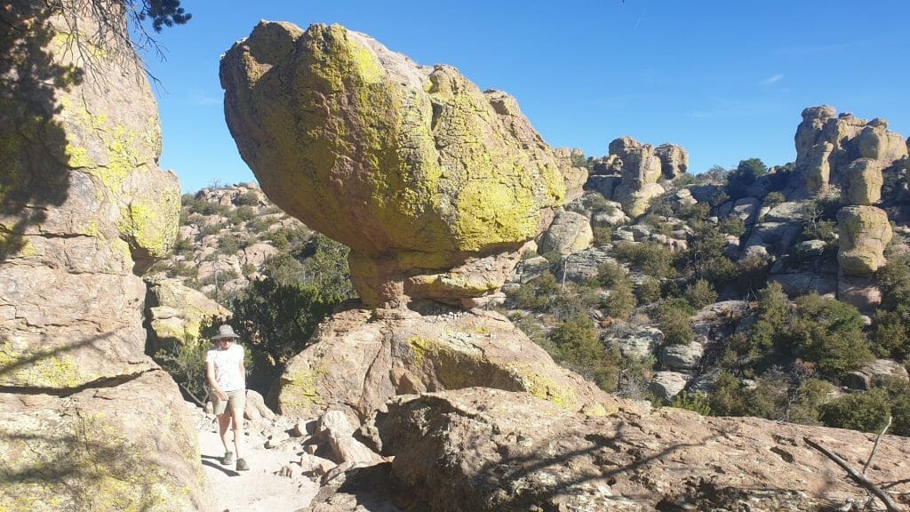 Jane on hiking trail near balanced rock