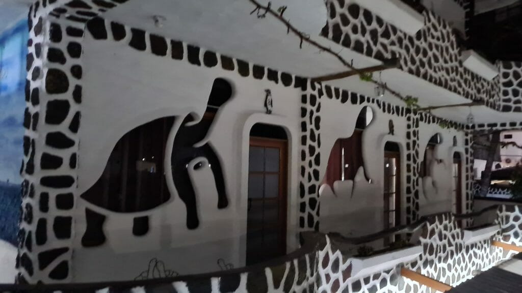 Tortoise decor on hotel walls on Island of Santa Cruz in the Galapagos