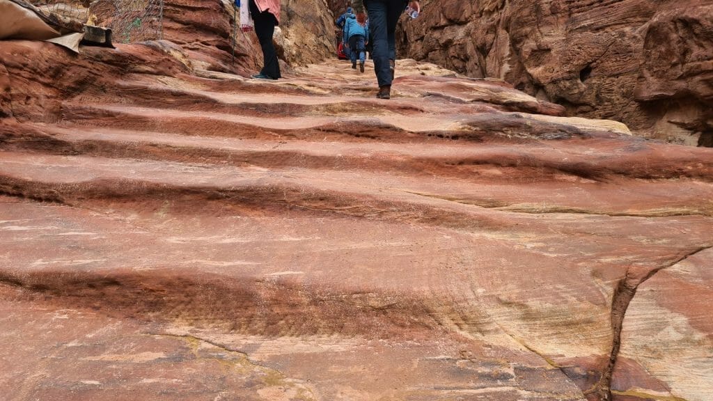 Natural steps leading up to the monastery in Petra