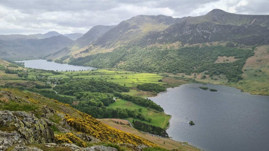 View over two lakes and mountains