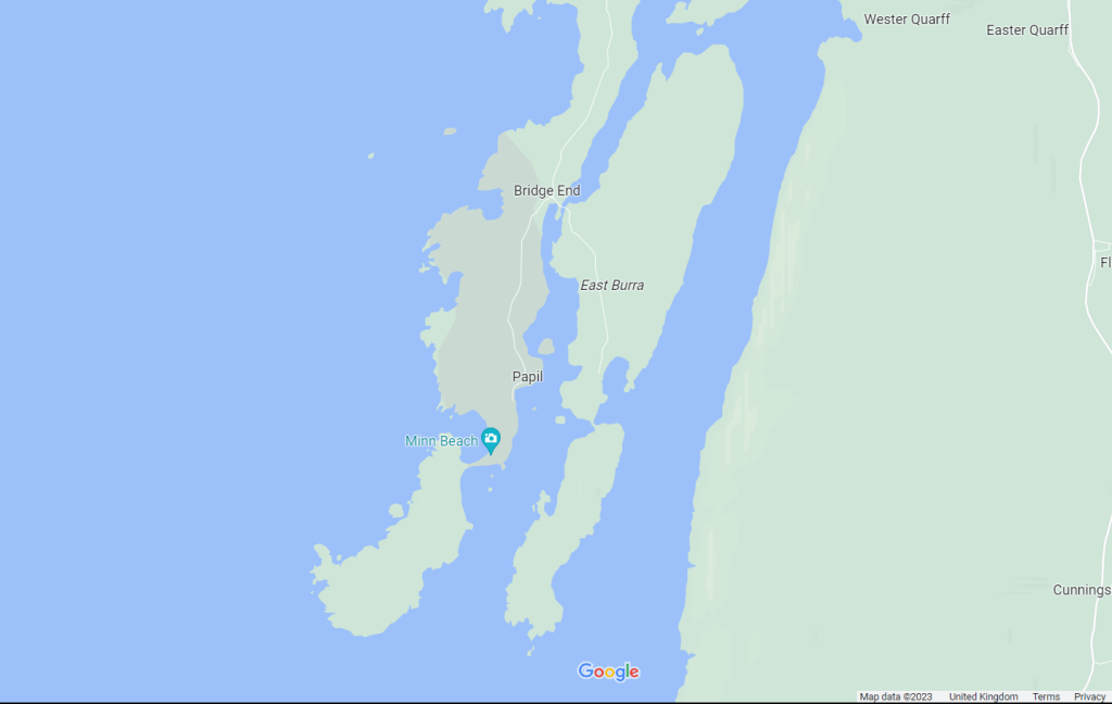 Map showing Minn Beach in Shetland