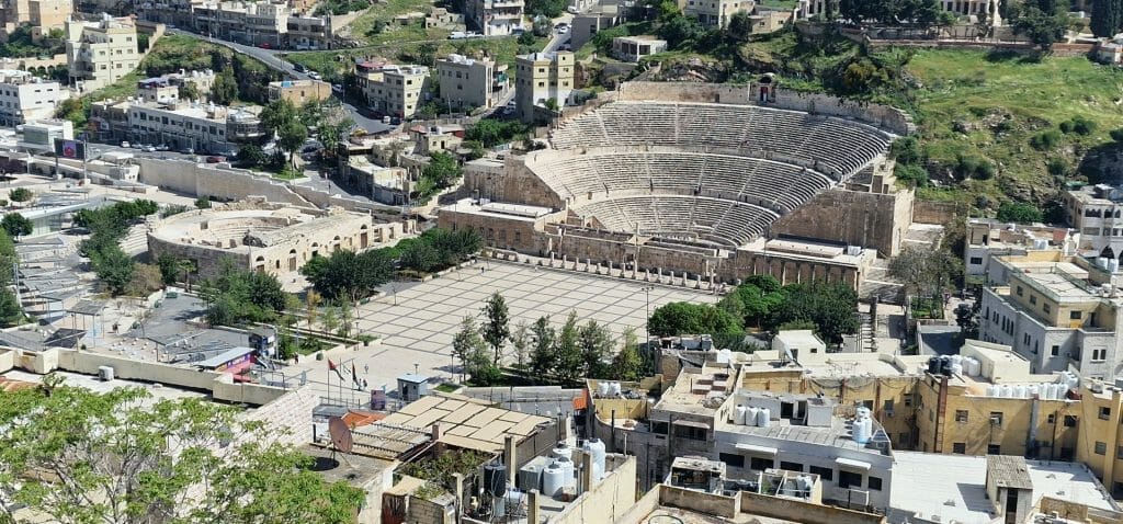 View of the Roman amphitheatre for one day in Amman