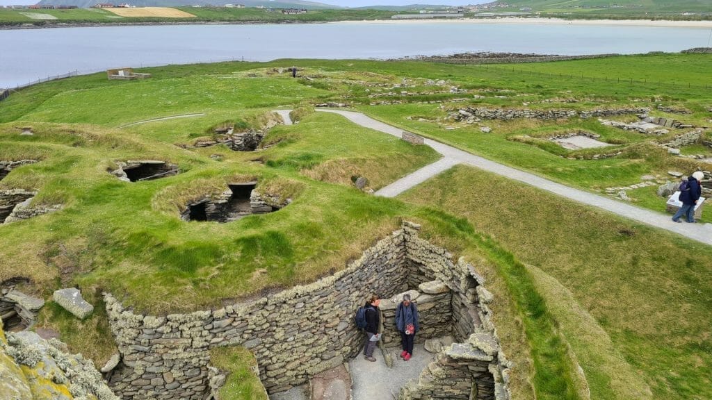 View over Jarlshoff in Shetland showing ancient structures
