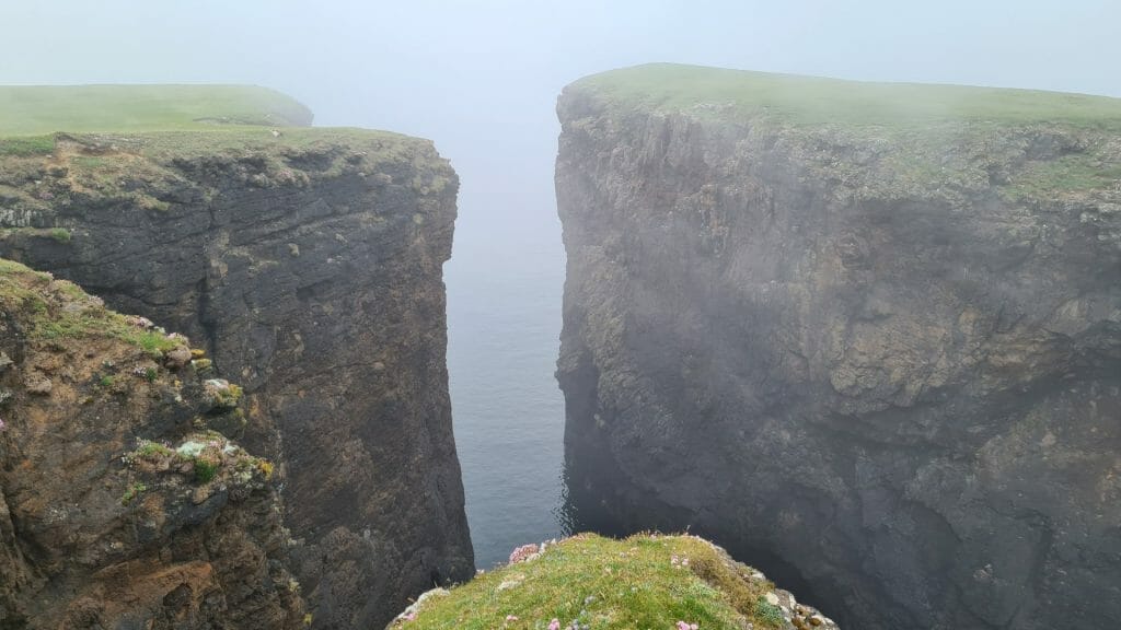 Calder's Geo inlet in the cliffs with fog clearing